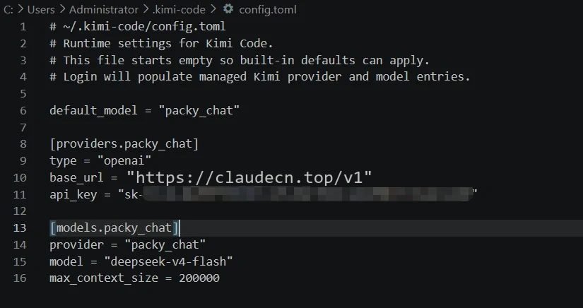 Kimi Code 的 OpenAI Chat Completions 配置