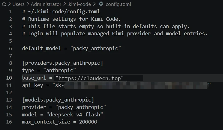 Kimi Code 的 Anthropic Messages 配置